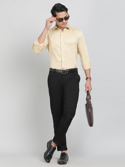 Fawn Solid Slim Fit Party Wear Shirt | Wyre