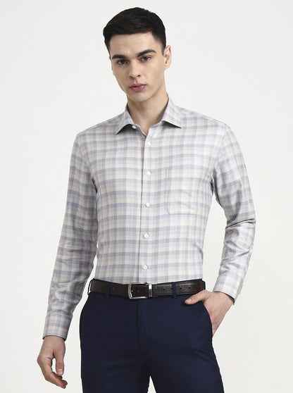Fawn Checked Slim Fit Formal Shirt | Metal