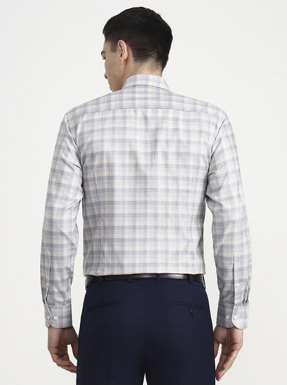 Fawn Checked Slim Fit Formal Shirt | Metal