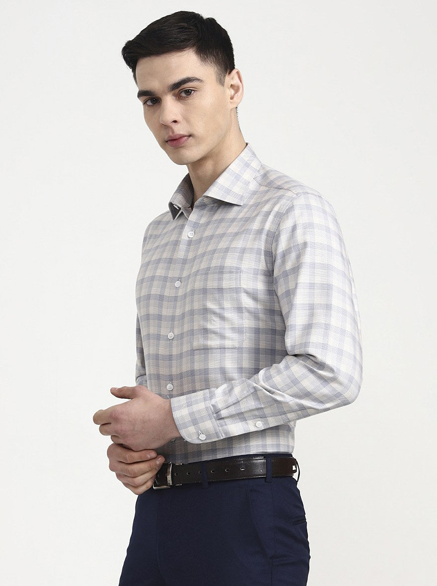 Fawn Checked Slim Fit Formal Shirt | Metal