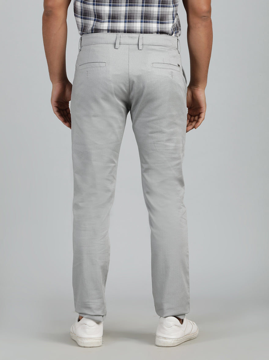 Light Grey Solid Super Slim Fit Casual Trouser | Greenfibre