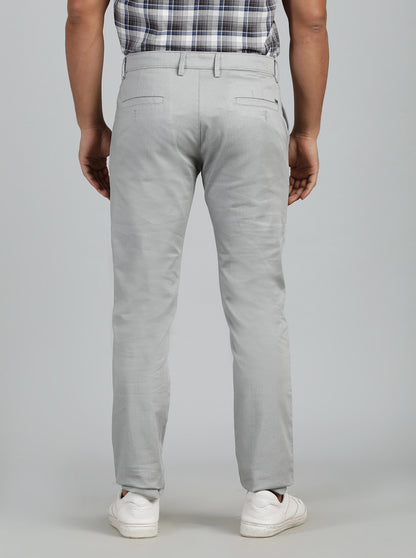Light Grey Solid Super Slim Fit Casual Trouser | Greenfibre