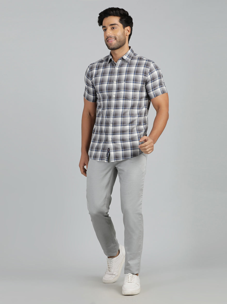 Light Grey Solid Super Slim Fit Casual Trouser | Greenfibre