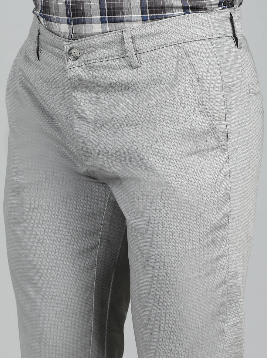 Light Grey Solid Super Slim Fit Casual Trouser | Greenfibre