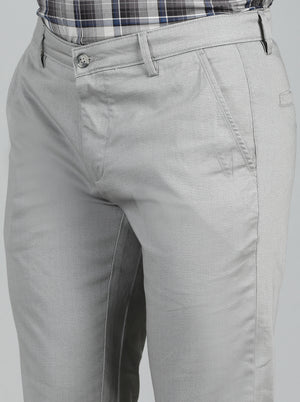 Light Grey Solid Super Slim Fit Casual Trouser | Greenfibre