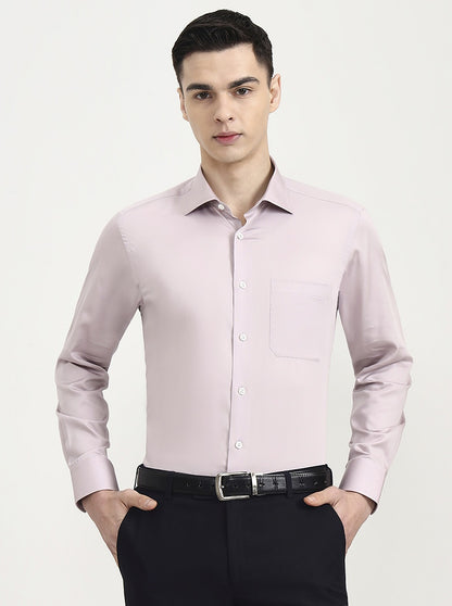 Dusty Pink Solid Slim Fit Formal Shirt | JadeBlue Super Luxe