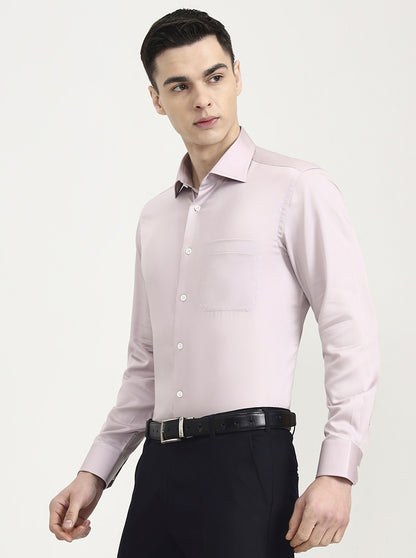 Dusty Pink Solid Slim Fit Formal Shirt | JadeBlue Super Luxe