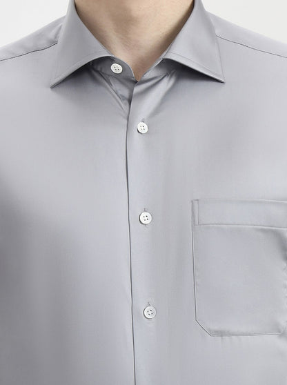 Dark Grey Solid Slim Fit Formal Shirt | JadeBlue Super Luxe