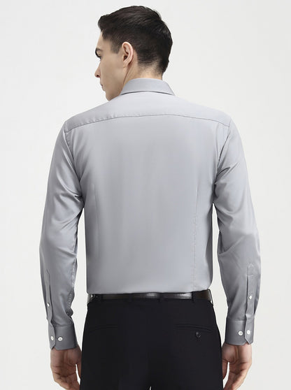 Dark Grey Solid Slim Fit Formal Shirt | JadeBlue Super Luxe
