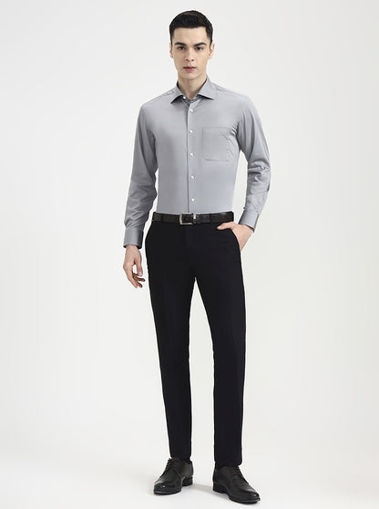 Dark Grey Solid Slim Fit Formal Shirt | JadeBlue Super Luxe