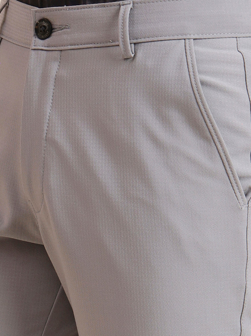 Light Grey Solid Slim Fit Club Wear Trouser | JB Studio