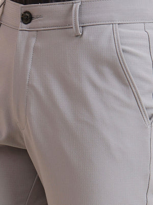 Light Grey Solid Slim Fit Club Wear Trouser | JB Studio