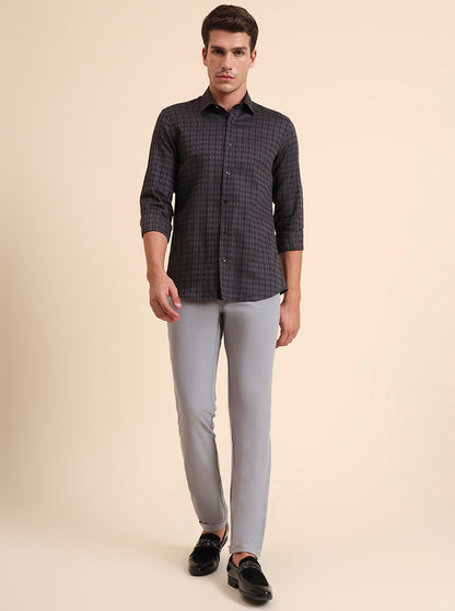 Light Grey Solid Slim Fit Club Wear Trouser | JB Studio