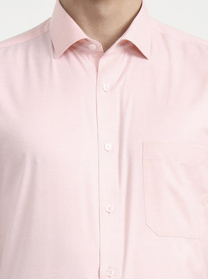 Peach Solid Regular Fit Formal Shirt | Greenfibre