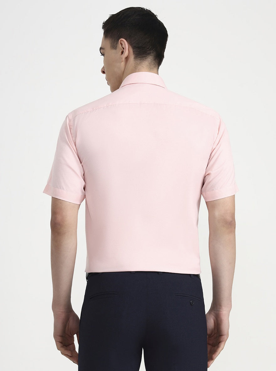 Peach Solid Regular Fit Formal Shirt | Greenfibre