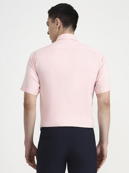 Peach Solid Regular Fit Formal Shirt | Greenfibre