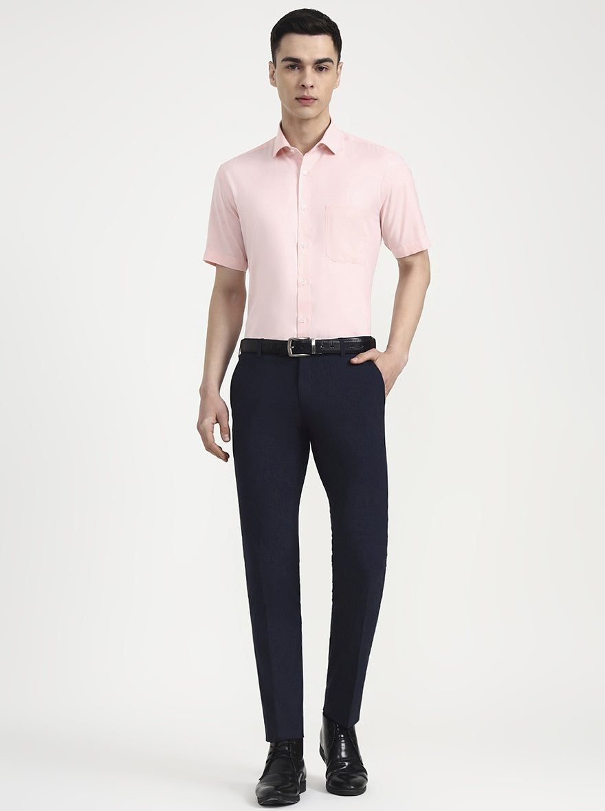 Peach Solid Regular Fit Formal Shirt | Greenfibre