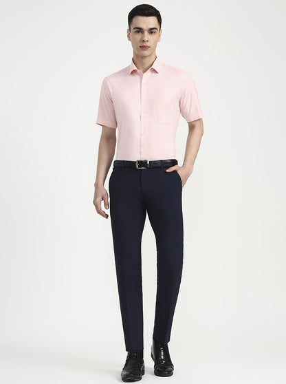 Peach Solid Regular Fit Formal Shirt | Greenfibre