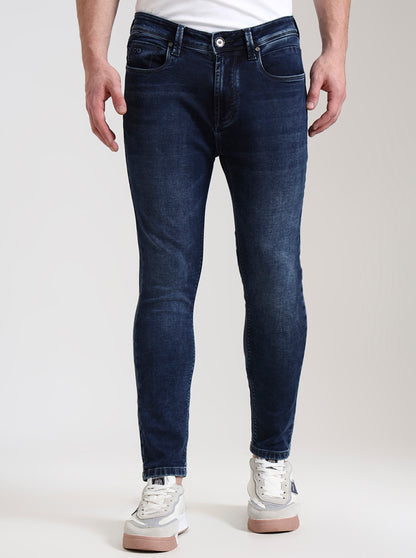 Dark Indigo Blue Washed Rider Fit Jeans | JadeBlue