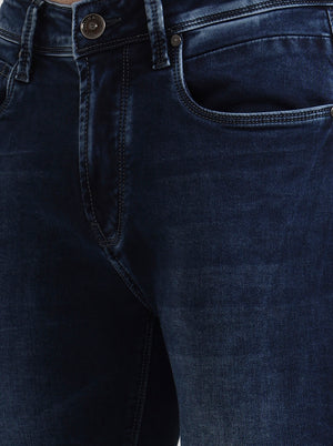 Dark Indigo Blue Washed Rider Fit Jeans | JadeBlue