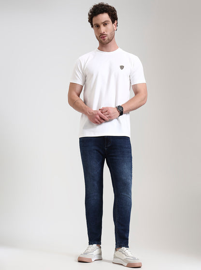 Dark Indigo Blue Washed Rider Fit Jeans | JadeBlue