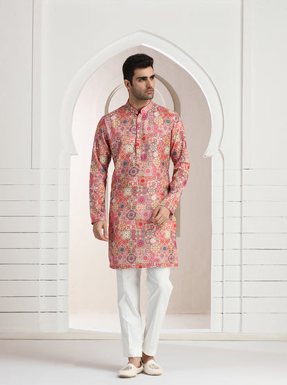 Pink Printed Kurta | The Kurta Company