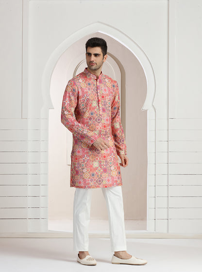 Pink Printed Kurta | The Kurta Company