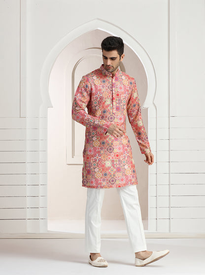 Pink Printed Kurta | The Kurta Company