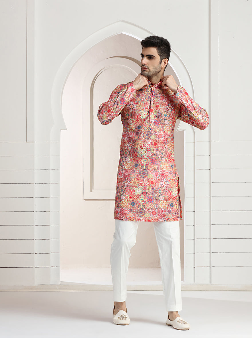 Pink Printed Kurta | The Kurta Company