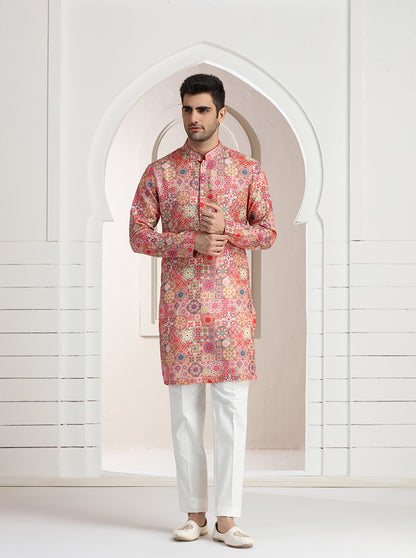 Pink Printed Kurta | The Kurta Company