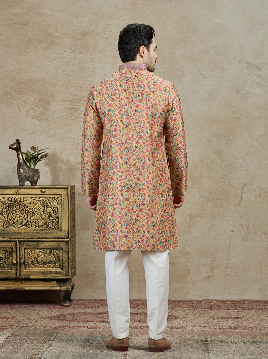 Mustard & Pink Printed Kurta Pajama | TULA