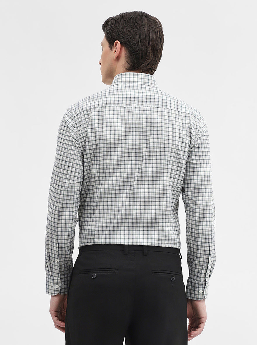 White Checked Slim Fit Formal Shirt | Metal