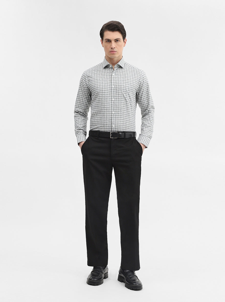 White Checked Slim Fit Formal Shirt | Metal