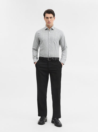 White Checked Slim Fit Formal Shirt | Metal