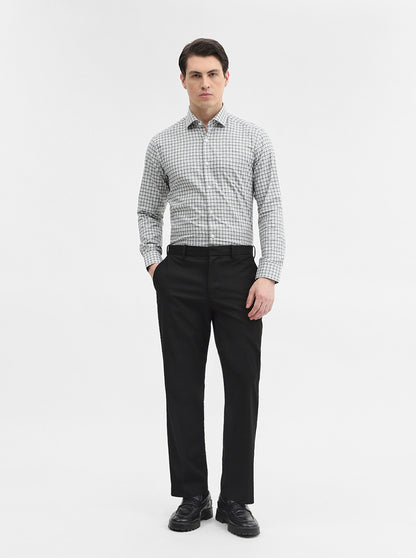 White Checked Slim Fit Formal Shirt | Metal