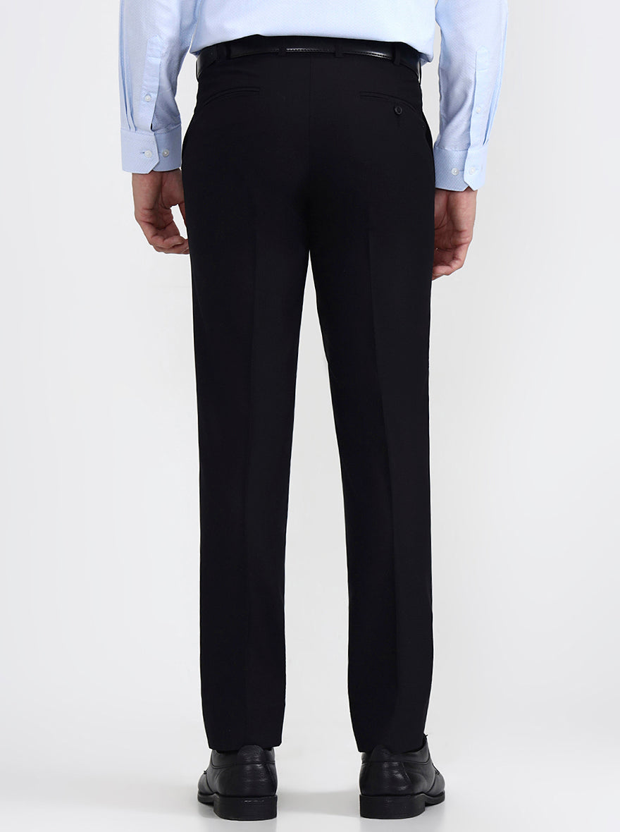 Black Solid Slim Fit Formal Trouser | Metal