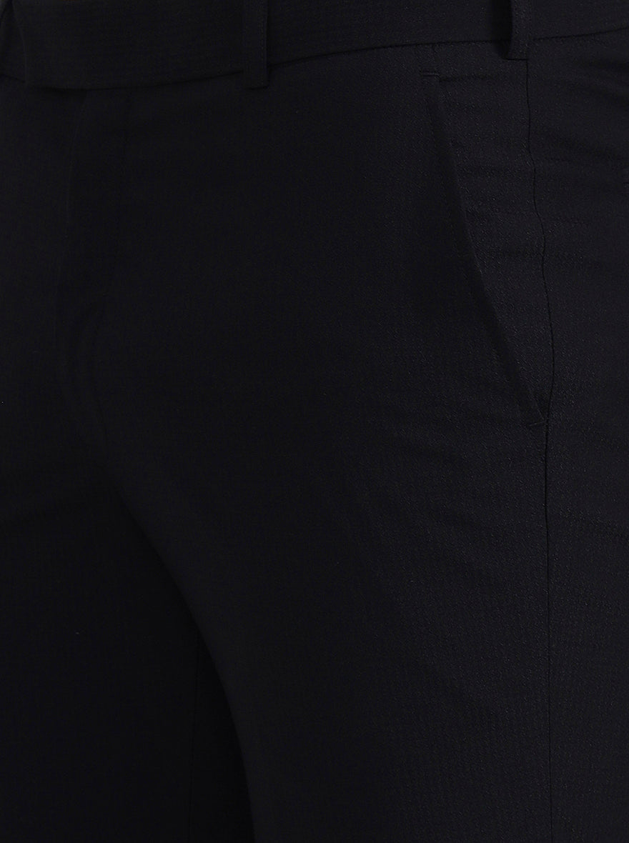 Black Solid Slim Fit Formal Trouser | Metal