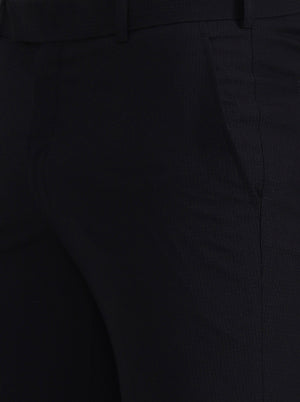 Black Solid Slim Fit Formal Trouser | Metal