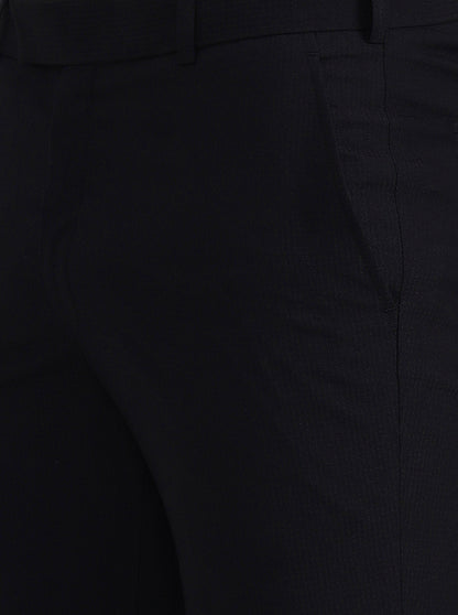 Black Solid Slim Fit Formal Trouser | Metal