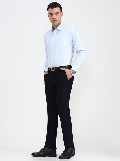 Black Solid Slim Fit Formal Trouser | Metal