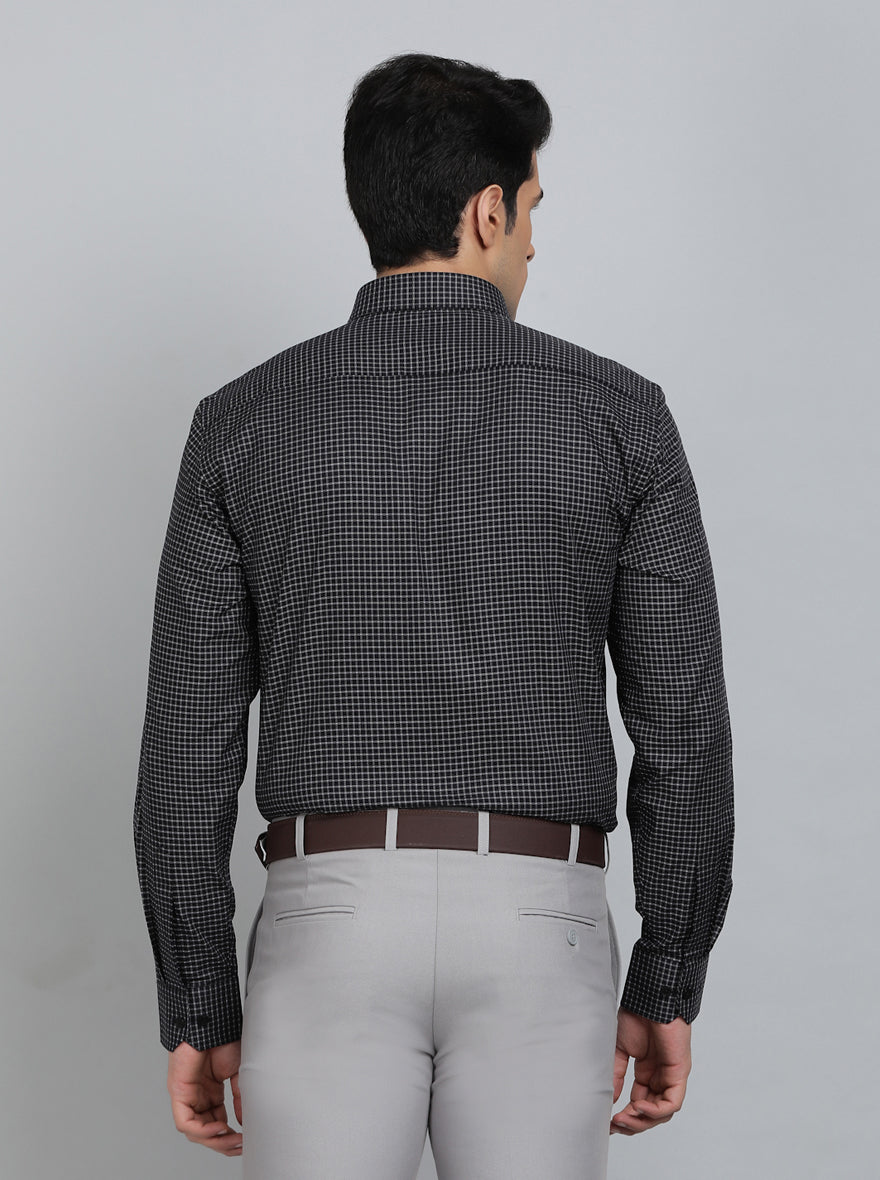 Black Checked Regular Fit Formal Shirt | JadeBlue