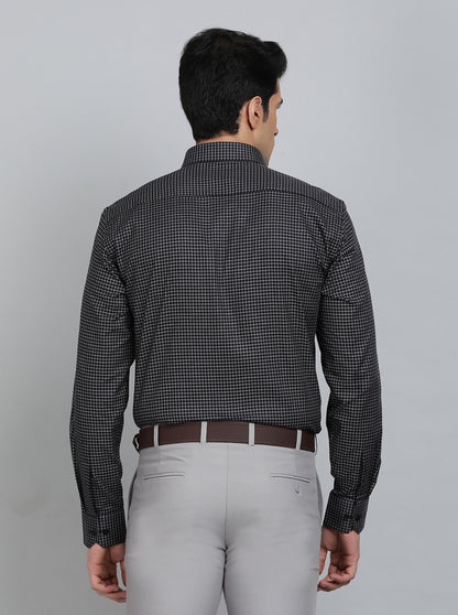 Black Checked Regular Fit Formal Shirt | JadeBlue
