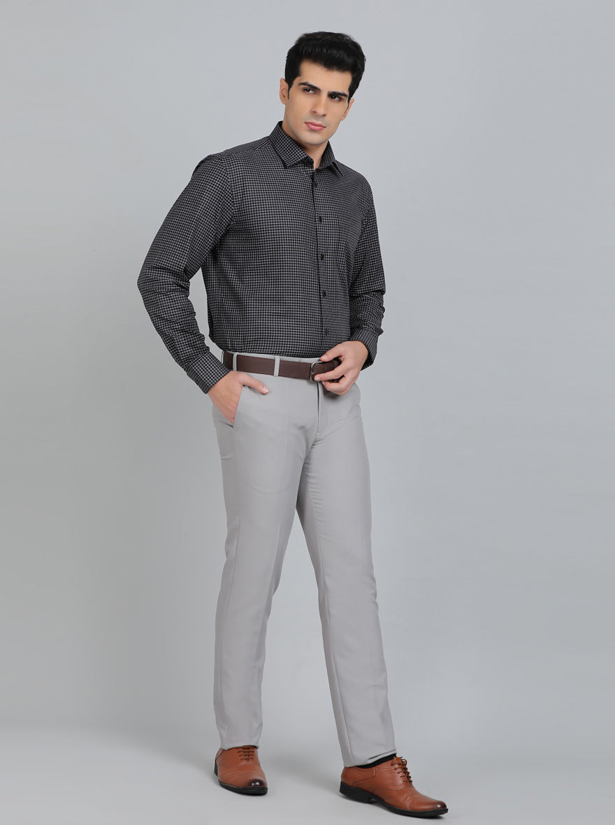 Black Checked Regular Fit Formal Shirt | JadeBlue