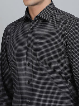 Black Checked Regular Fit Formal Shirt | JadeBlue