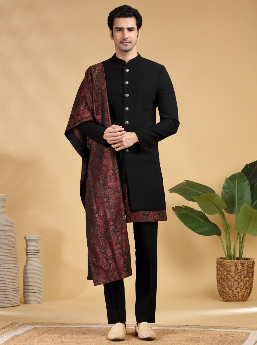 Black Self Texture Indowestern | TULA