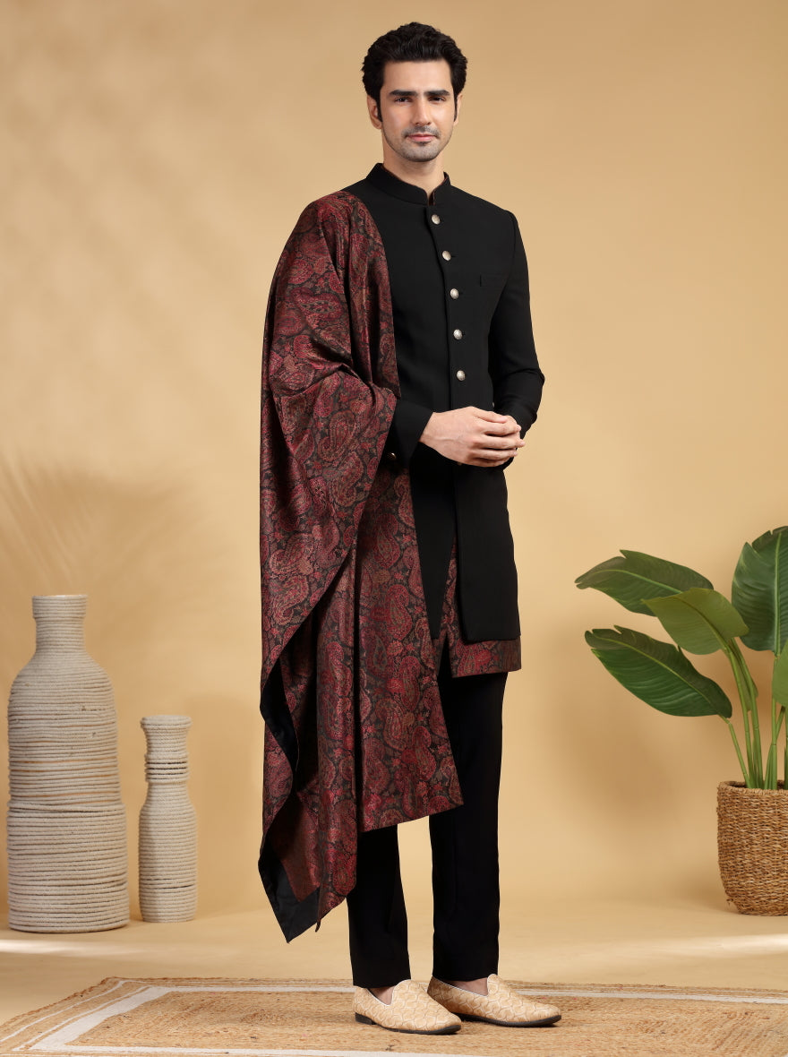 Black Self Texture Indowestern | TULA