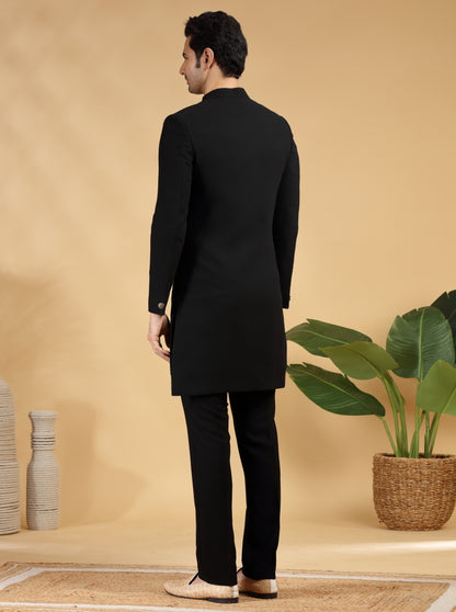 Black Self Texture Indowestern | TULA