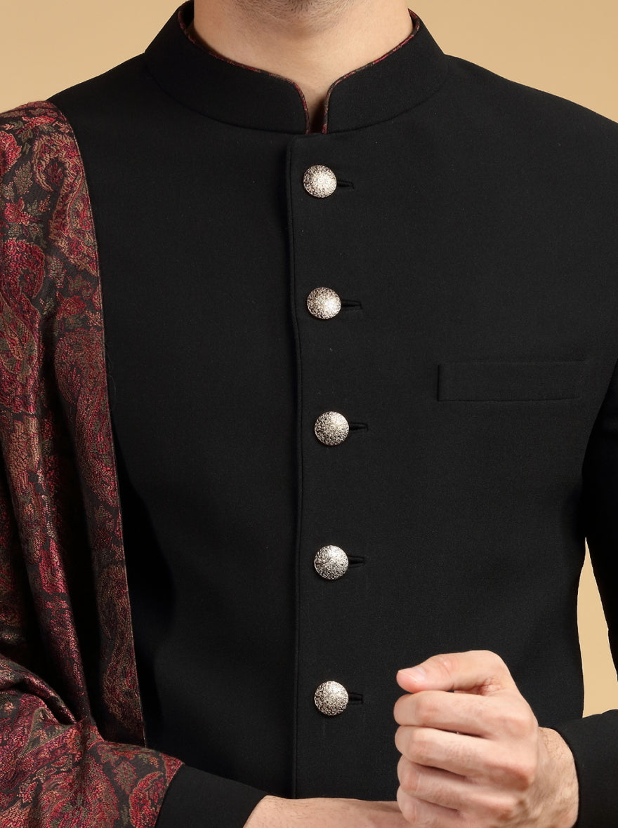 Black Self Texture Indowestern | TULA