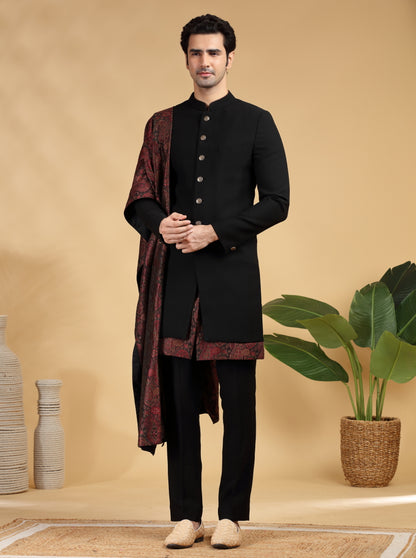 Black Self Texture Indowestern | TULA