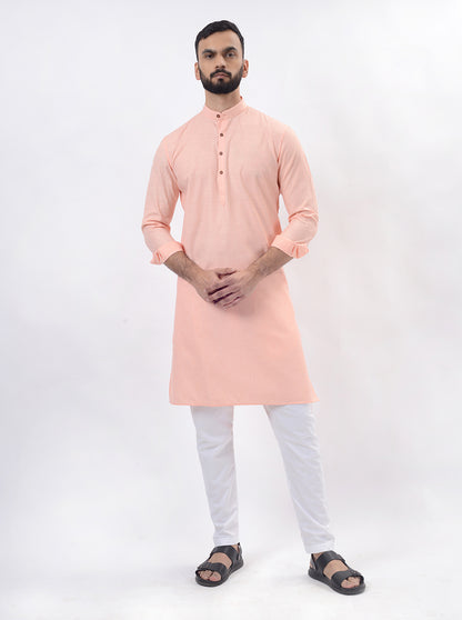 Pink Solid Regular Fit Modi Kurta | JadeBlue